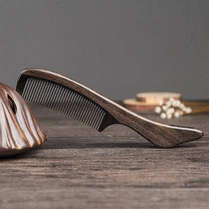 Black Buffalo Horn Hair Comb Massage Brush Anti Static Wood Comb