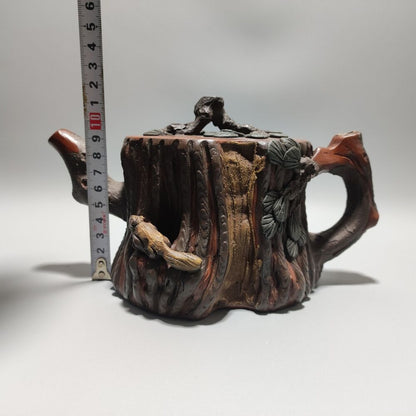Vintage Chinese Yixing Purple Clay Teapot Zisha Ceremony Carving Collectible Art