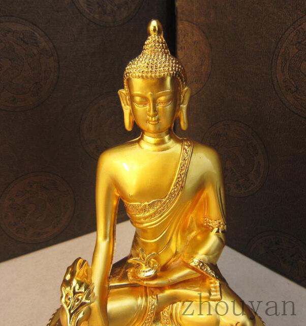 POWER OF HEALING! BLESSED TIBETAN BUDDHA GOLD GILT STATUE : MEDICINE BUDDHA