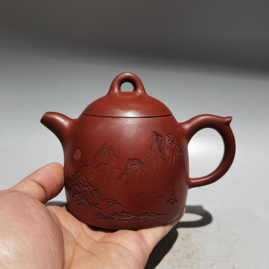 Chinese Yixing Zisha Clay Handmade Exquisite Teapot （秦权壶 底款：顾景舟）