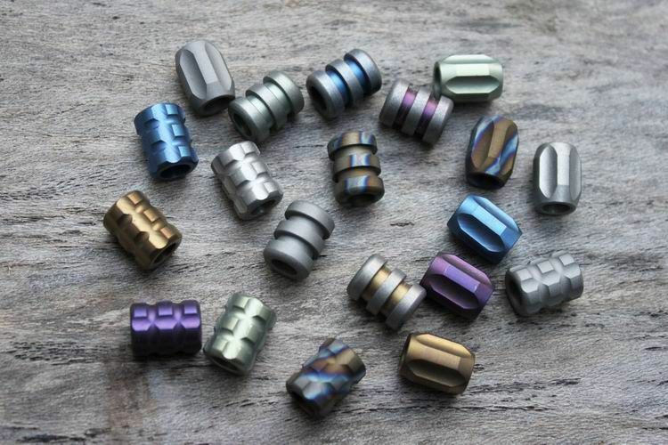 New Blue Gold Titanium Alloy Knife Bead Umbrella Pendant Rope Paracord Outdoor