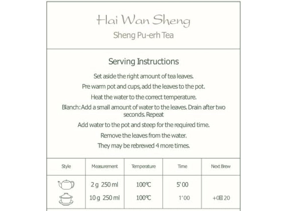 Hai Wan Lao Tong Zhi 7548 - 2007 Sheng Pu-erh Tea - 357g
