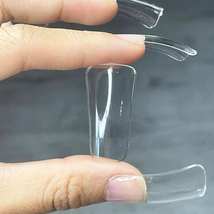 Nail Tips 120Pcs Clear Duck Feet Acrylic Wide Flare Full Covers Extensions Tools