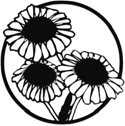 Flower Metal Wall Art, Metal Wall Sculpture, Round Flower Silhouette Wall Decor