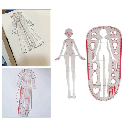 Patchwork Ruler 2Pcs Fashion Woman Drawing Templates Multipurpose Pattern Makers