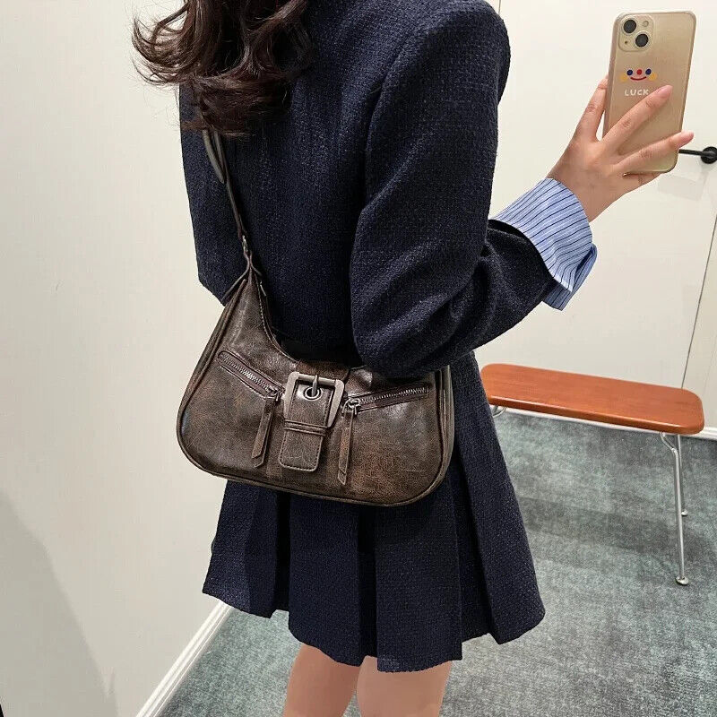 Retro Belt Shoulder Bags Women Female Underarm Crossbody Bag Handbags