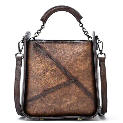 Designer Women's Genuine Leather Retro Handbags Deer Embossed Sling Shoulder Bag