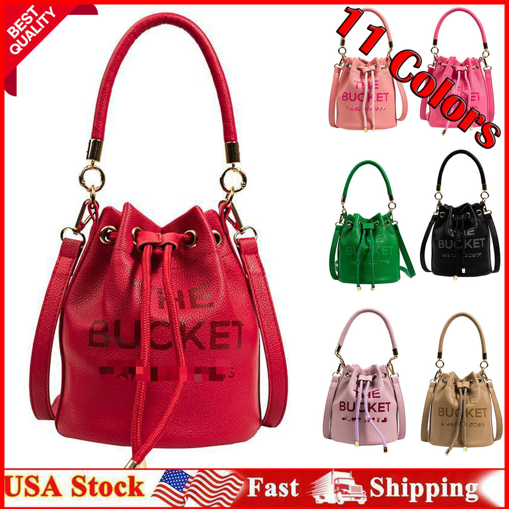 Women's Shoulder Bags Desinger Drawstring Bucket Bag, Top Faux Leather Handbags