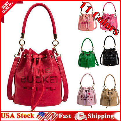 Women's Shoulder Bags Desinger Drawstring Bucket Bag, Top Faux Leather Handbags