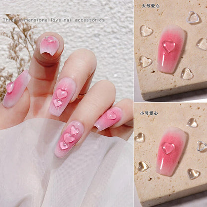 Nail Art Decals 20-100Pcs 3D Heart Charms Clear Acrylic DIY Manicure Accessories