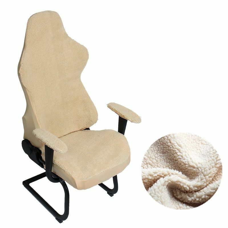 4Pcs/Set Elastic Gaming Chair Warm Cover+Armrest Pads Lambswool Spandex Cushions