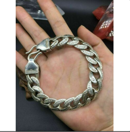 Asian old miao silver hand cast cool statue bracelet jewel gift