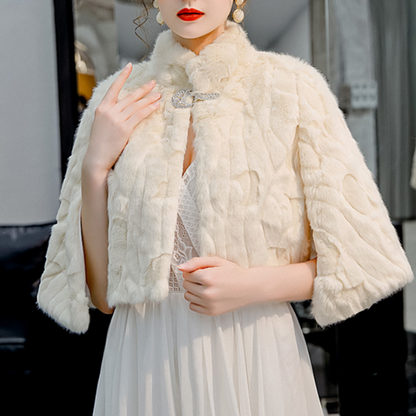 Elegant Women Ladies Faux Fur Wedding Bridal Wrap Shawl Jacket Winter Warm Cloak