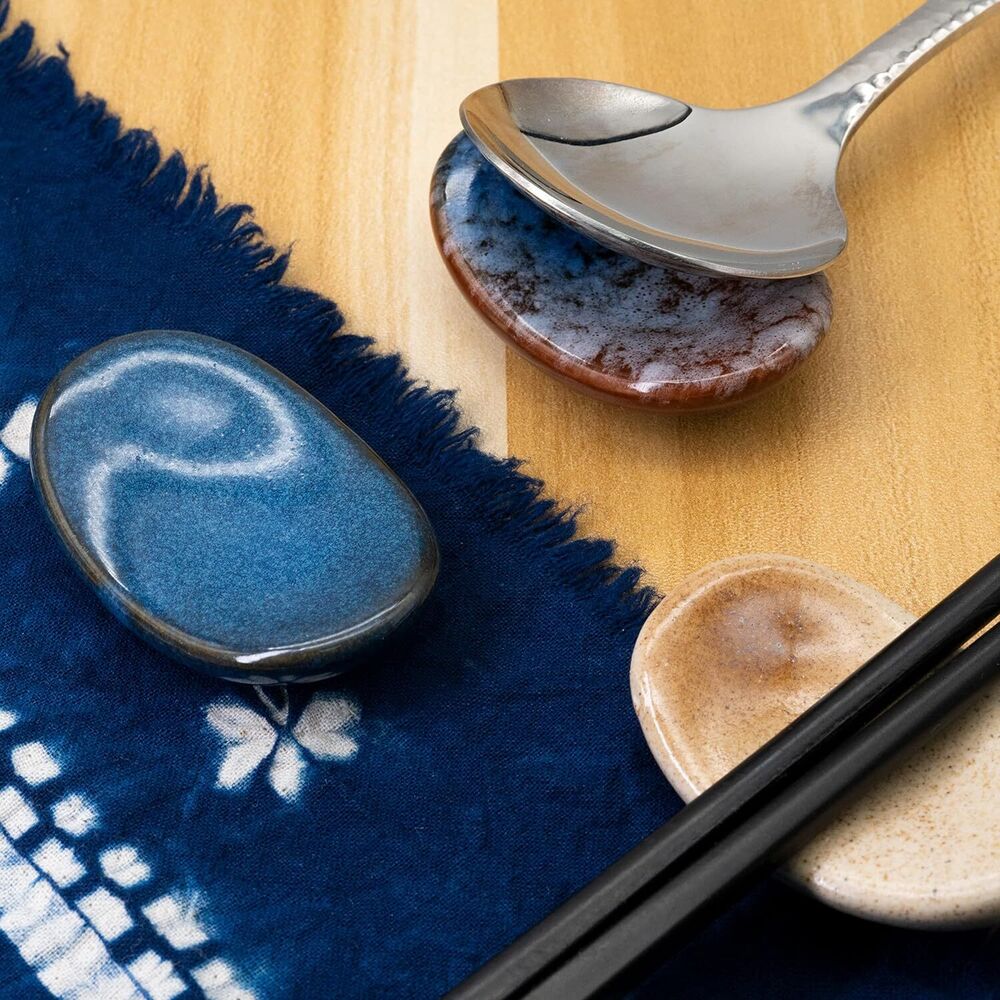 Ceramic Spoon Rest for Stove Top Heat Resistant Utensil for Kitchen 3 Pieces