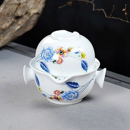 Ceramics Tea Set Include 1 Pot 1 Cup Porcelain Gaiwan Teapot Kung Fu Travel Set