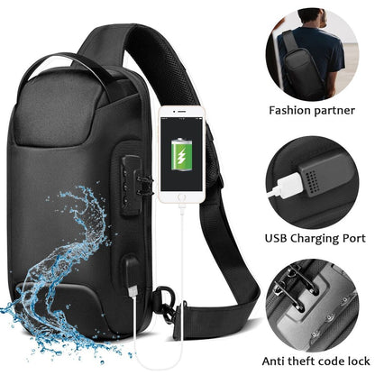 Men's Chest Sling Bag Crossbody School Bookbag Travel Shoulder Backpack USB Port