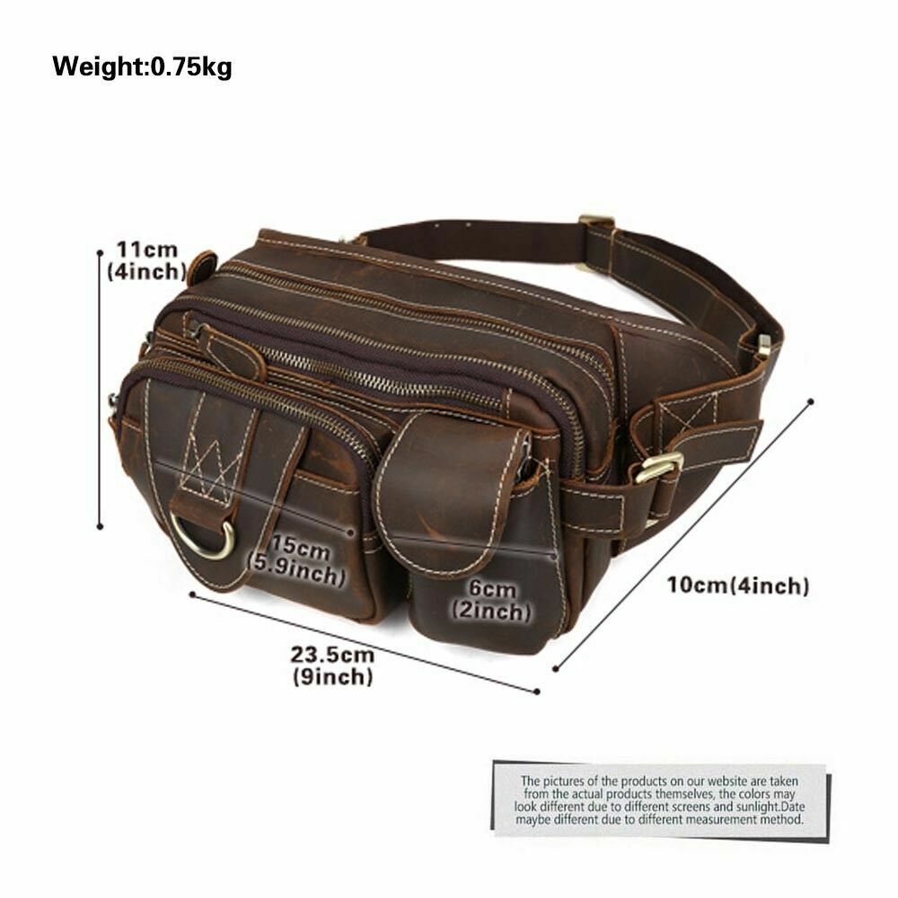 Men's real leather waist bag sling bag belt pack small sports running bum bag