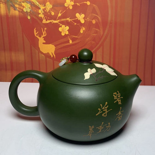 Vintage China Yixing Purple Clay Teapot Zisha Ceremony Green Clay Gongfu Teaware