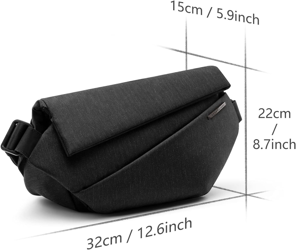 NIID-R1 Mens Large Sling Bag Anti-Theft Waterproof Single Meteorite Black