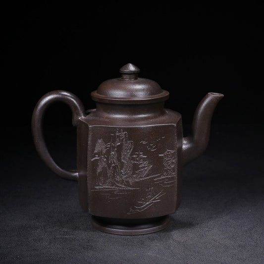 Chinese Yixing Zisha Clay Handmade Exquisite Teapot（四方 底款：周桂珍）