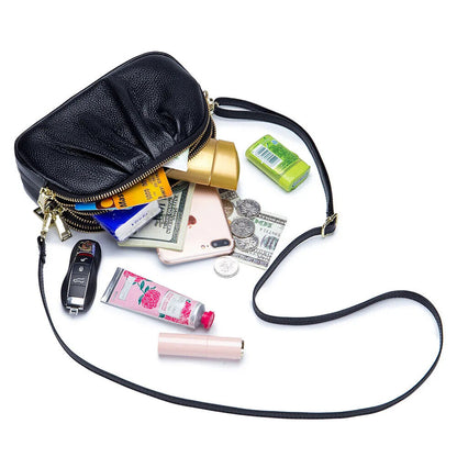 Women Cloud Bag Genuine Bag Three Layers of Shoulder Messenger Bag Handbag