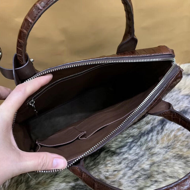 Handcrafted SiameseCrocodile Skin Leather Men's Business Handbag Shoulder Bag