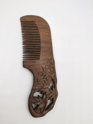 Old Chinese Antique Wood Hand Carved Wooden Statue Comb Makeup Tools Women Girl