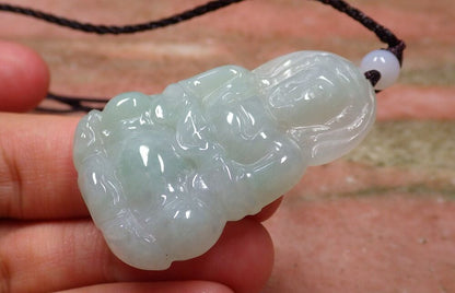 1 Piece Icy Green Burma Natural Jadeite Jade Pendant Guanyin