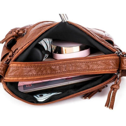 Crossbody Bag for Women Leather Handbag Mini Shoulder Bag Purses Brown