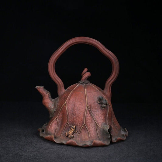 Chinese Yixing Zisha Clay Handmade Exquisite Teapot （荷叶 底款：汪寅仙）