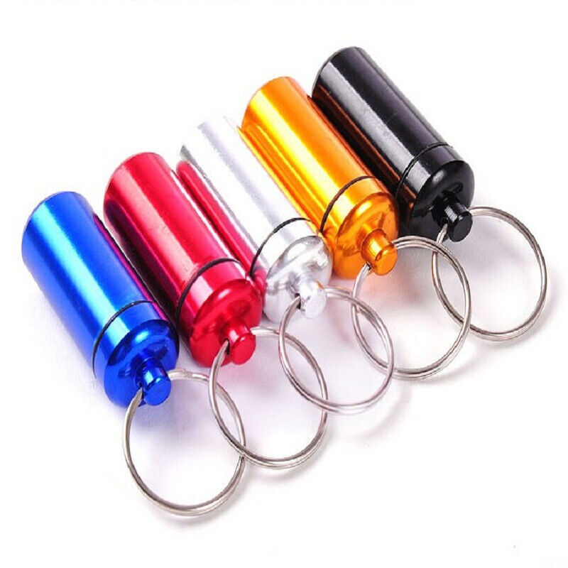 Cache Holder Keychain Box Health Care Waterproof Metal Pill Box