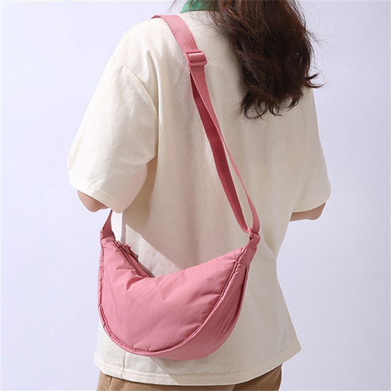 Simple Nylon Hobos Shoulder Bag Padded Messenger Small Purse Handbags 30*15*9CM