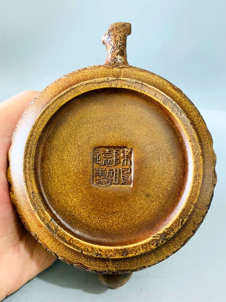 Vintage Chinese Yixing Purple Clay Teapot Zisha Ceremony Pine Bamboo Teaware Art
