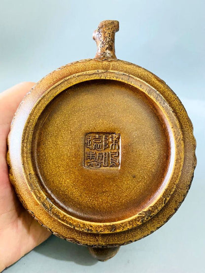 Vintage Chinese Yixing Purple Clay Teapot Zisha Ceremony Pine Bamboo Teaware Art