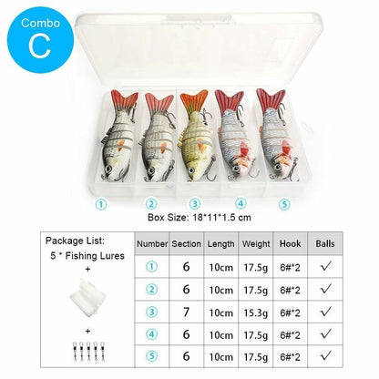 5Pcs/Set Sinking Wobblers Crankbaits Fishing Kit Artificial Hard Lures Swimbaits