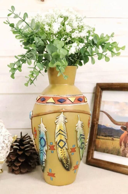 Unique Hand Painted Native American Floral Vase Home Office Gift Decorative Art