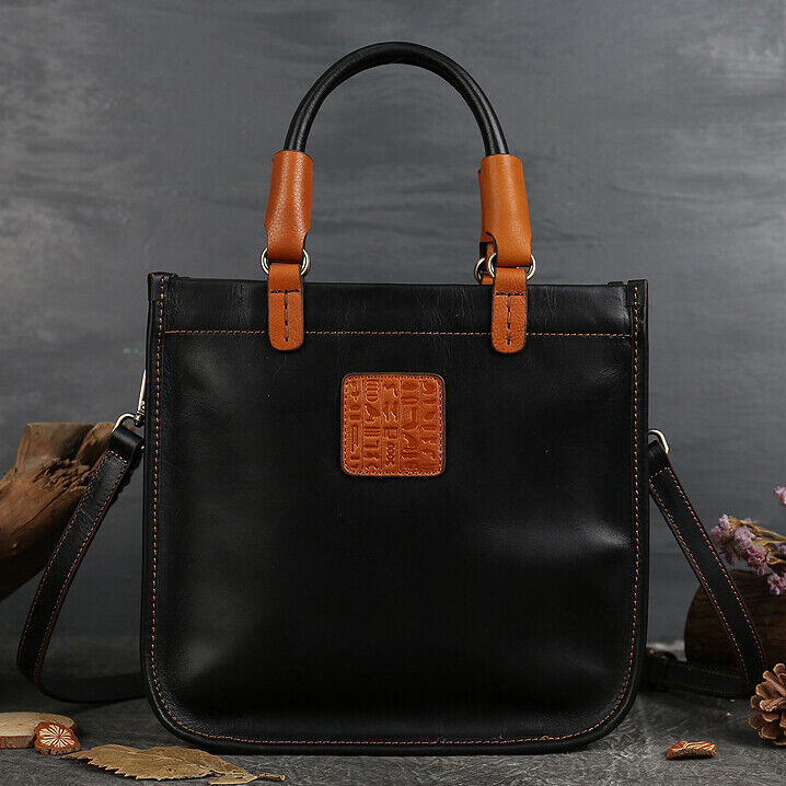 Womens 100% Genuine Leather Retro Handbag Cowhide Leather Crossbody Shoulder Bag