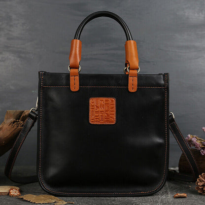 Womens 100% Genuine Leather Retro Handbag Cowhide Leather Crossbody Shoulder Bag