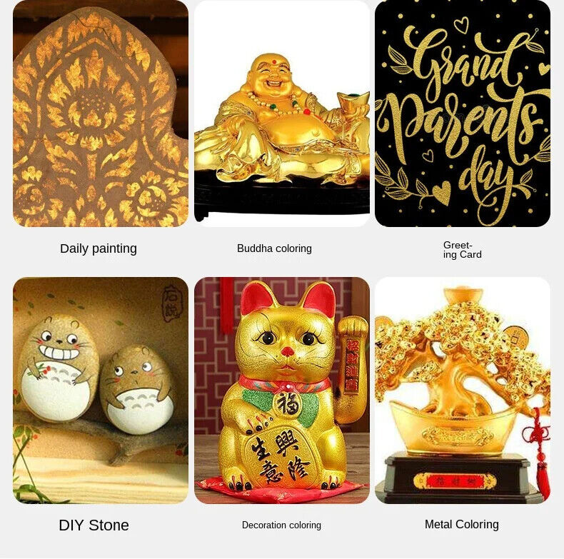 Acrylic Paint 60ml Gold Metallic Color DIY Waterproof Statuary Coloring Pigments