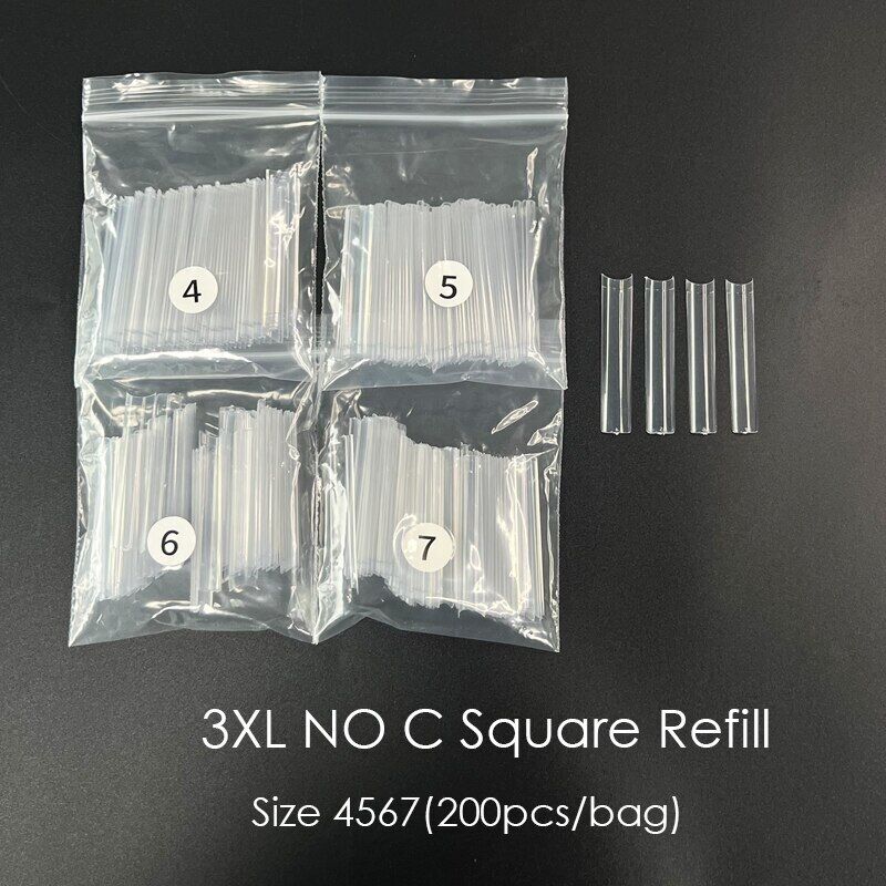 False Nail Art Tip ABS Refill Bag Curve XXL Coffin Square French Manicure 200Pcs