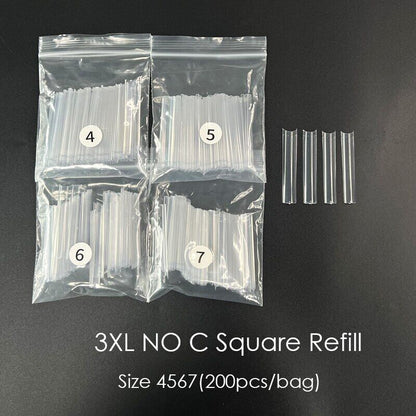 False Nail Art Tip ABS Refill Bag Curve XXL Coffin Square French Manicure 200Pcs