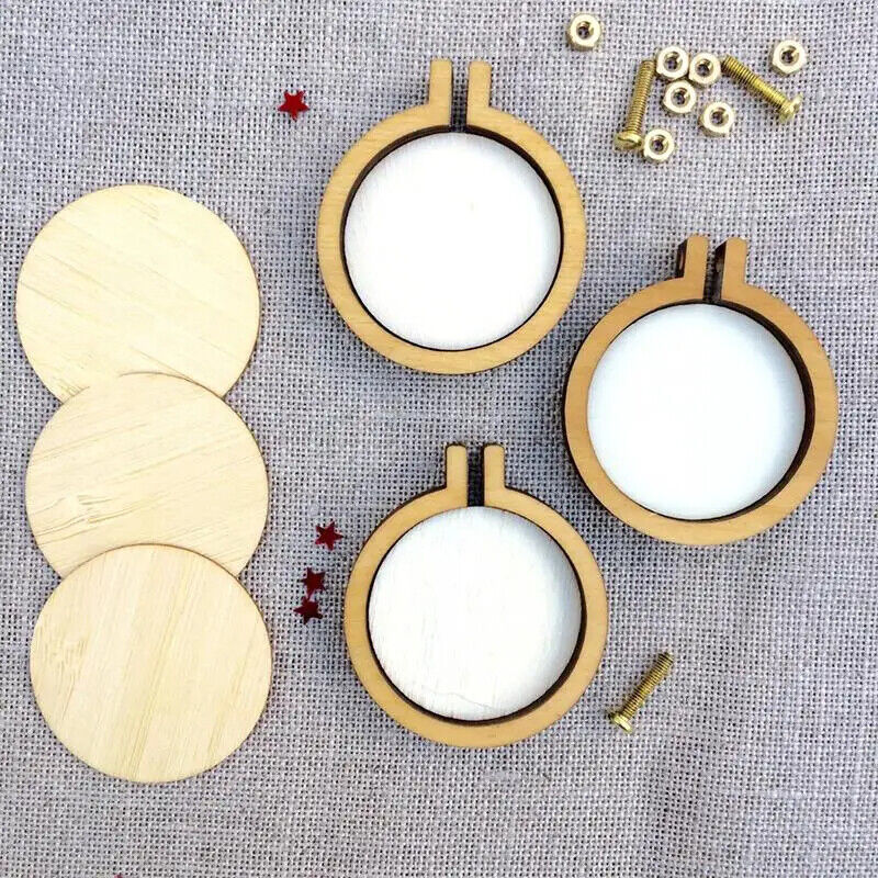 Mini Embroidery Hoop Wooden Ring DIY Cross Stitch Needle Frame Craft Sewing Tool