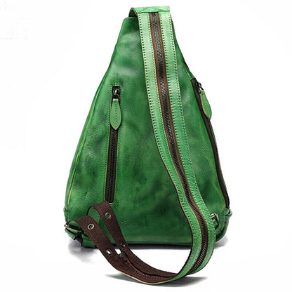 Travel Backpack, Cowhide Leather Women's embossed Crossbody Bag Sling Chest Bags