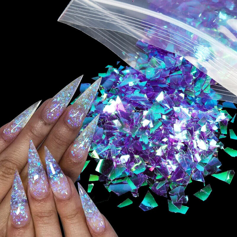 Nail Art Decor 10g Holographic Irregular Sequins Glitter Sparkly Colorful Flakes