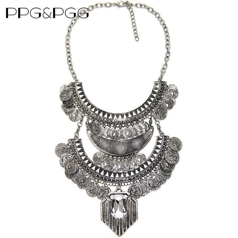Bohemian Necklace Vintage Choker Ethnic Statement Large Collar Pendant Gypsy