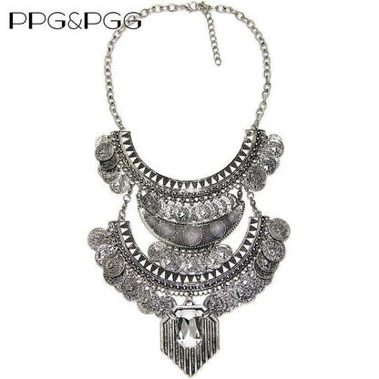 Bohemian Necklace Vintage Choker Ethnic Statement Large Collar Pendant Gypsy