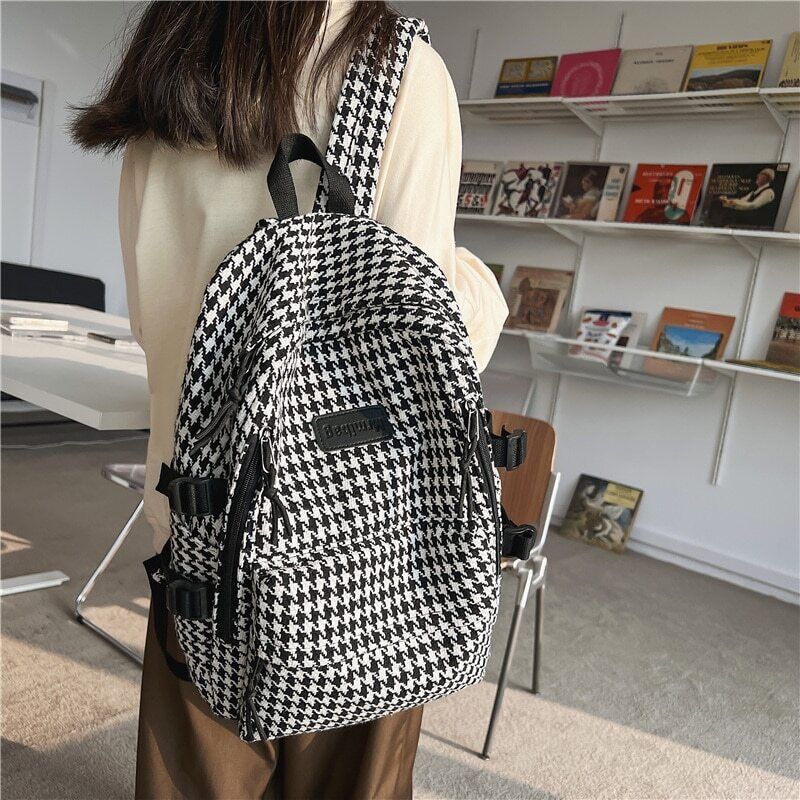 Women's Knit Backpack Ladies School Bag Female College Pattern Backpack