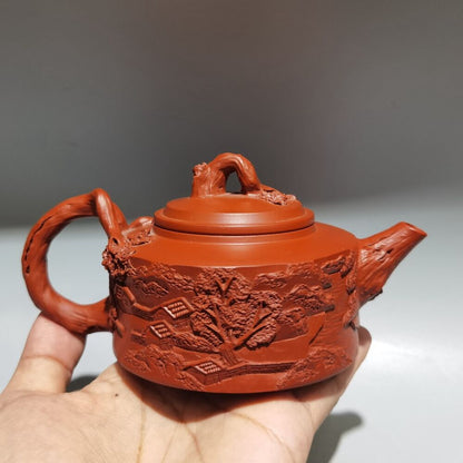 Vintage Chinese Yixing Purple Clay Teapot Zisha Ceremony Carving Exquisite Art