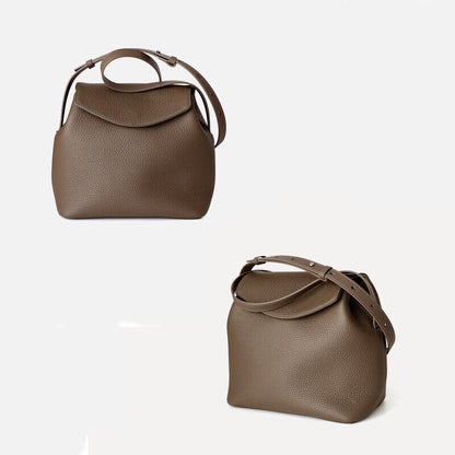 Real Leather Flap Bucket Shoulder Bag Purse Fashion Handbag Crossbody Work Bag