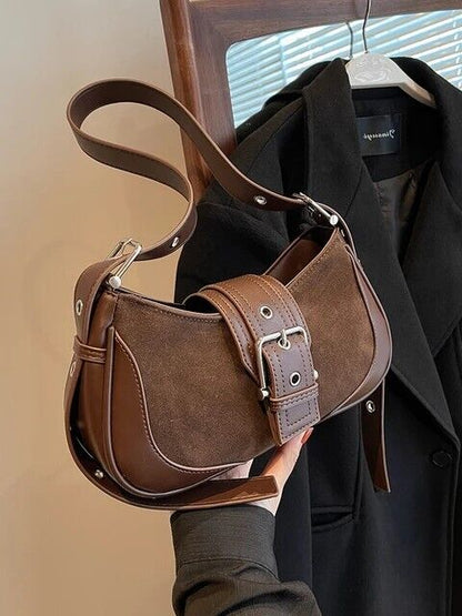 Women's Classic Vintage Handbag Leather Shoulder Bag Halfmoon Shaped Retro Gift